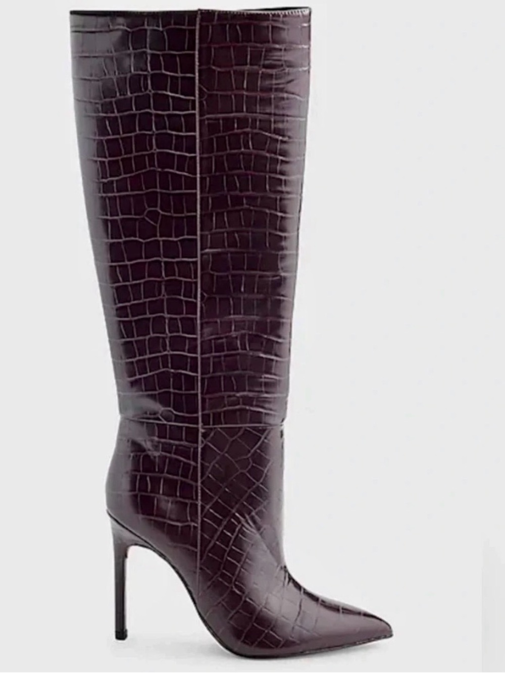 Women's Tall Croc-Embossed Pointed Toe Boot - Deep Burgundy